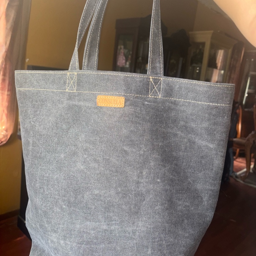 Consuela Gray Canvas Tote with Structured Design